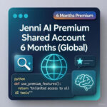 برای این محصول فروشگاهم یک تصویر به ابعاد مربع بساز: Jenni AI Premium Shared Account 6 Months (Global)